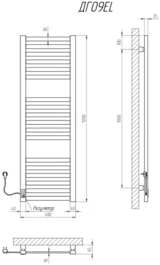 Kosser Герда 1200x400 EL (ДГ09EL) Габаритные размеры