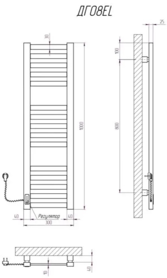 Kosser Герда 1000x300 EL (ДГ08ELW) Габаритные размеры
