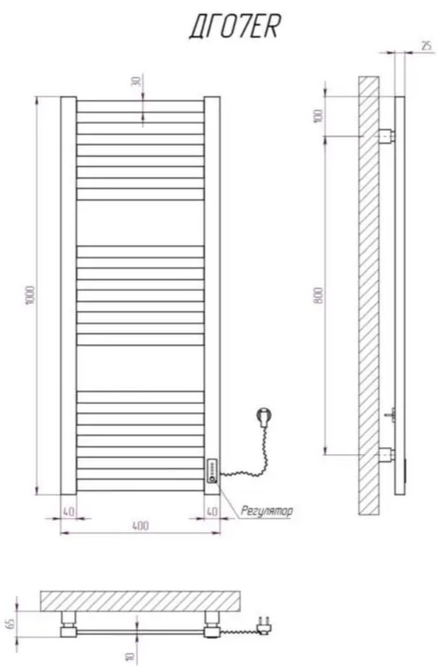 Kosser Герда 1000x400 ER (ДГ07ER) Габаритные размеры