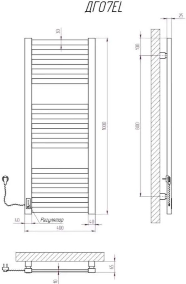 Kosser Герда 1000x400 EL (ДГ07EL) Габаритні розміри
