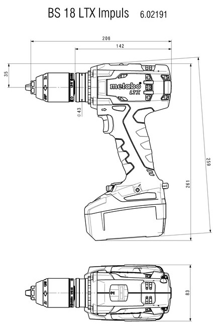 Metabo SB 18 LTX Impuls (602192500) Габаритные размеры