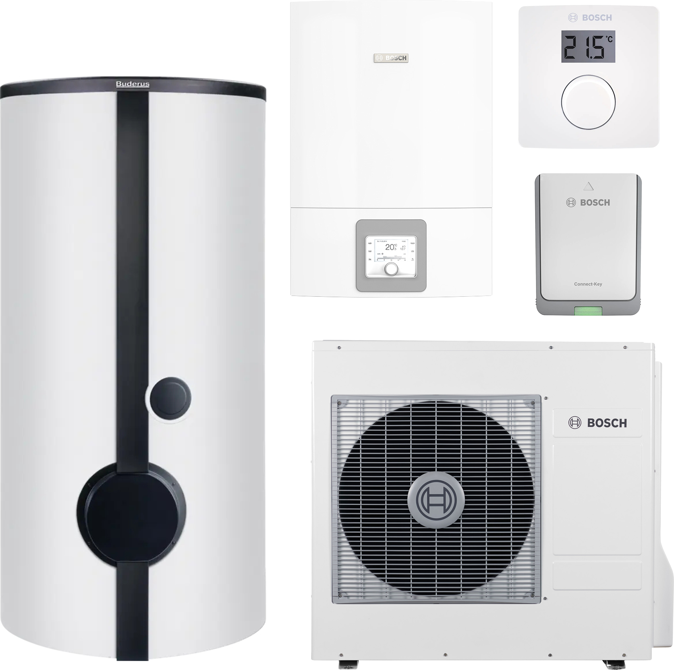 Тепловой насос Bosch Compress 3400i AWES 10, водонагреватель SMH390.1, система управления CR10, коммуникационный модуль K30