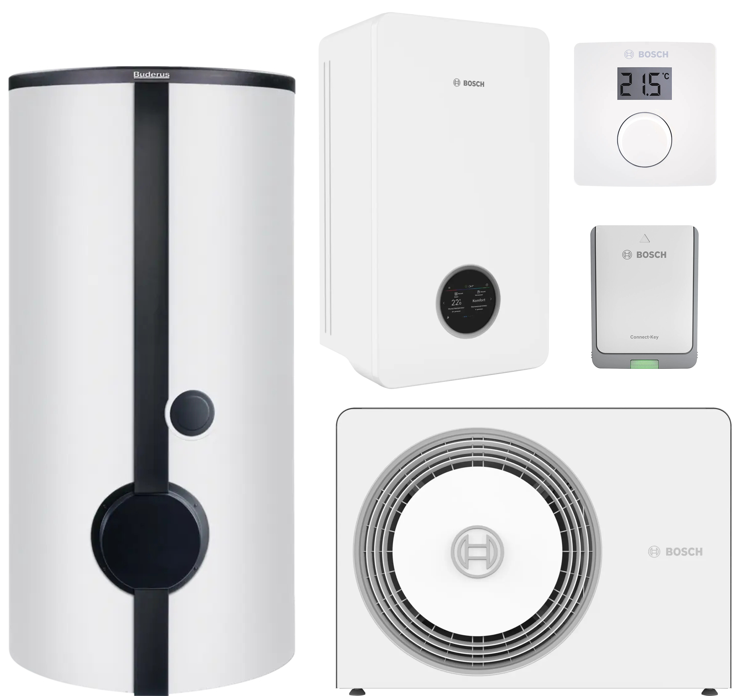 Тепловой насос Bosch Compress 5800i AWE 10, водонагреватель SMH390.1, система управления CR10, коммуникационный модуль K30