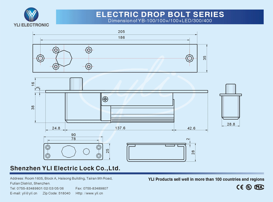 Yli Electronic YB-100+ Габаритные размеры