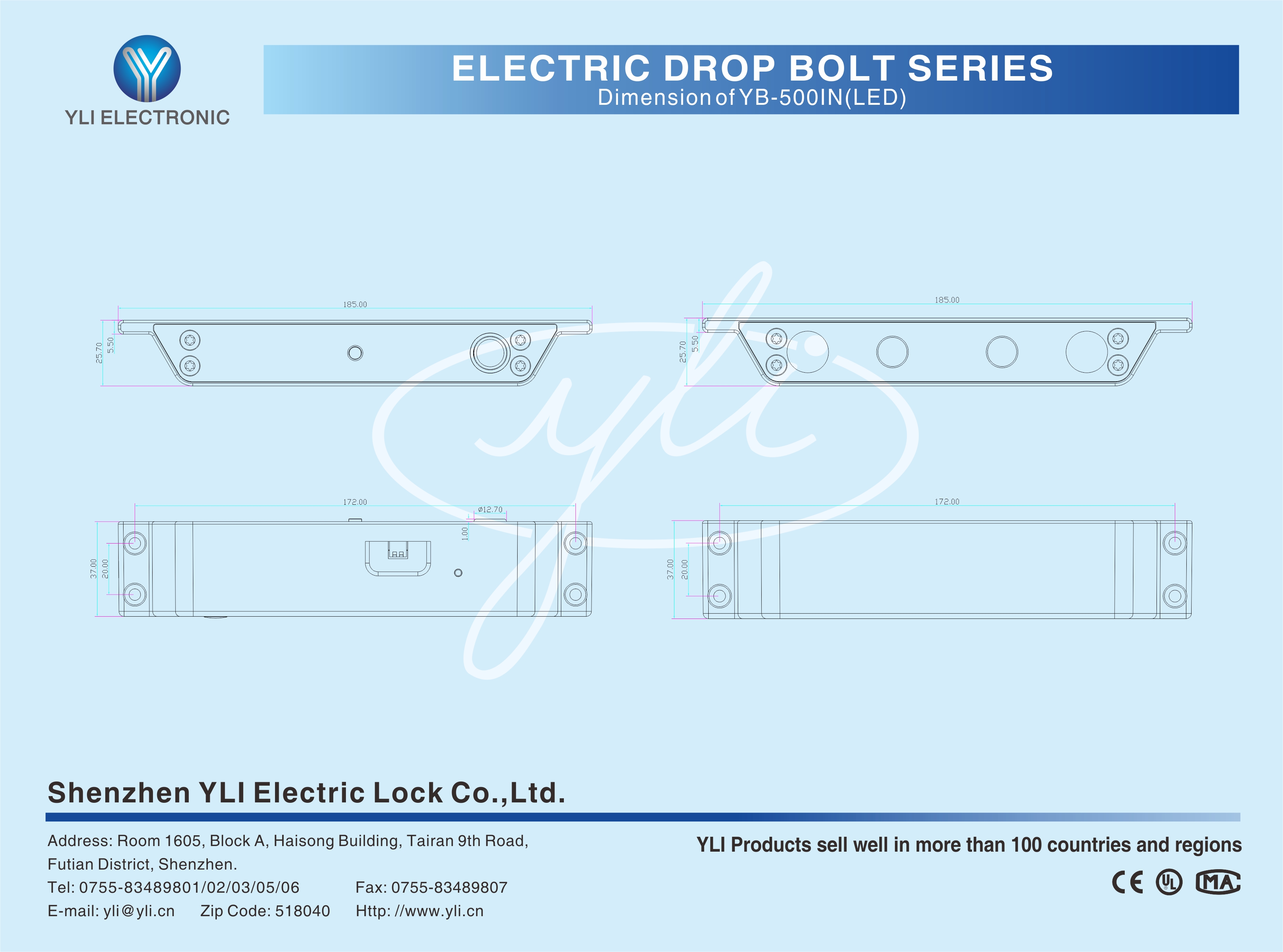 Yli Electronic YB-500IN(LED) Габаритные размеры