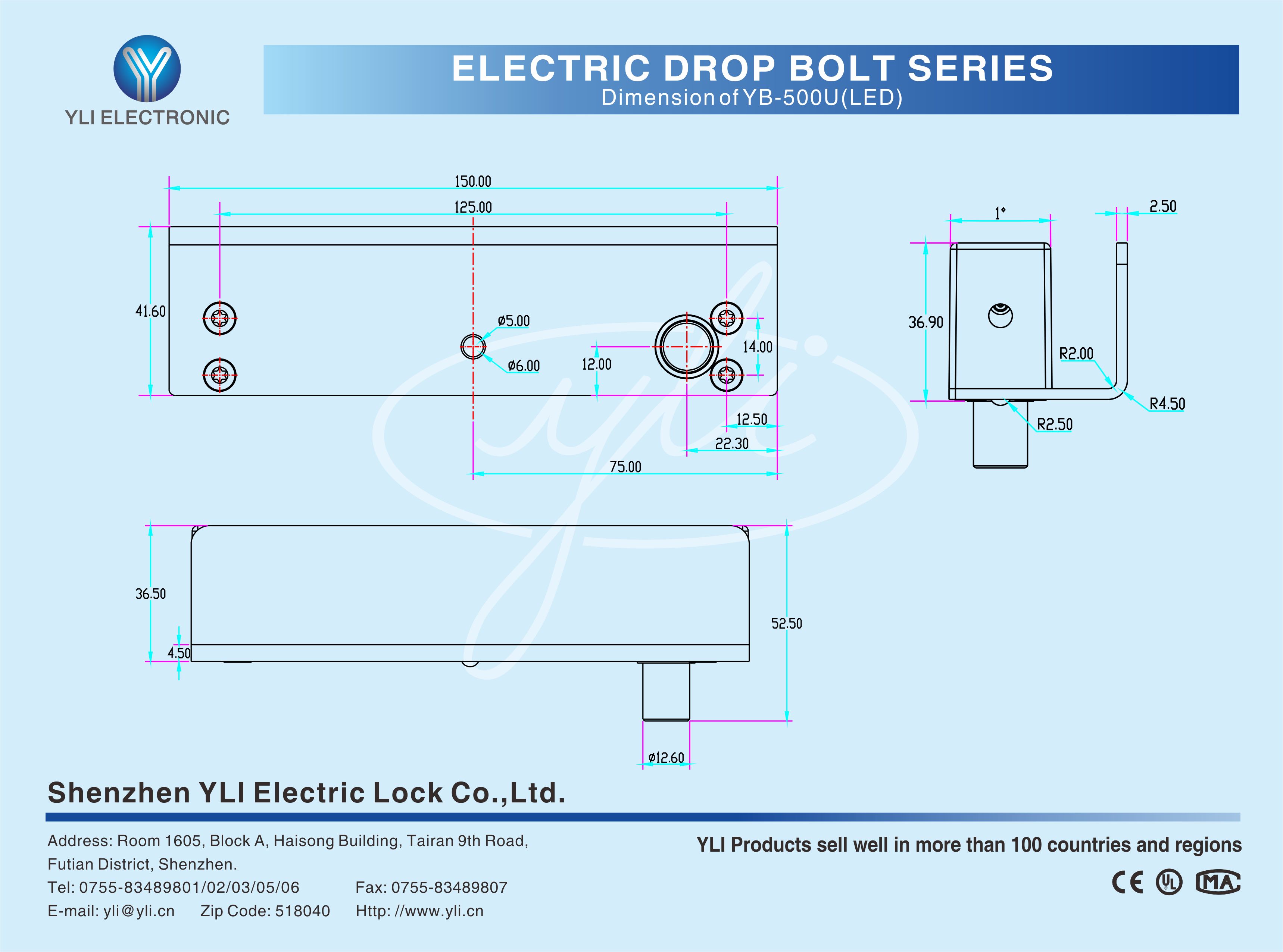 Yli Electronic YB-500U(LED) Габаритные размеры