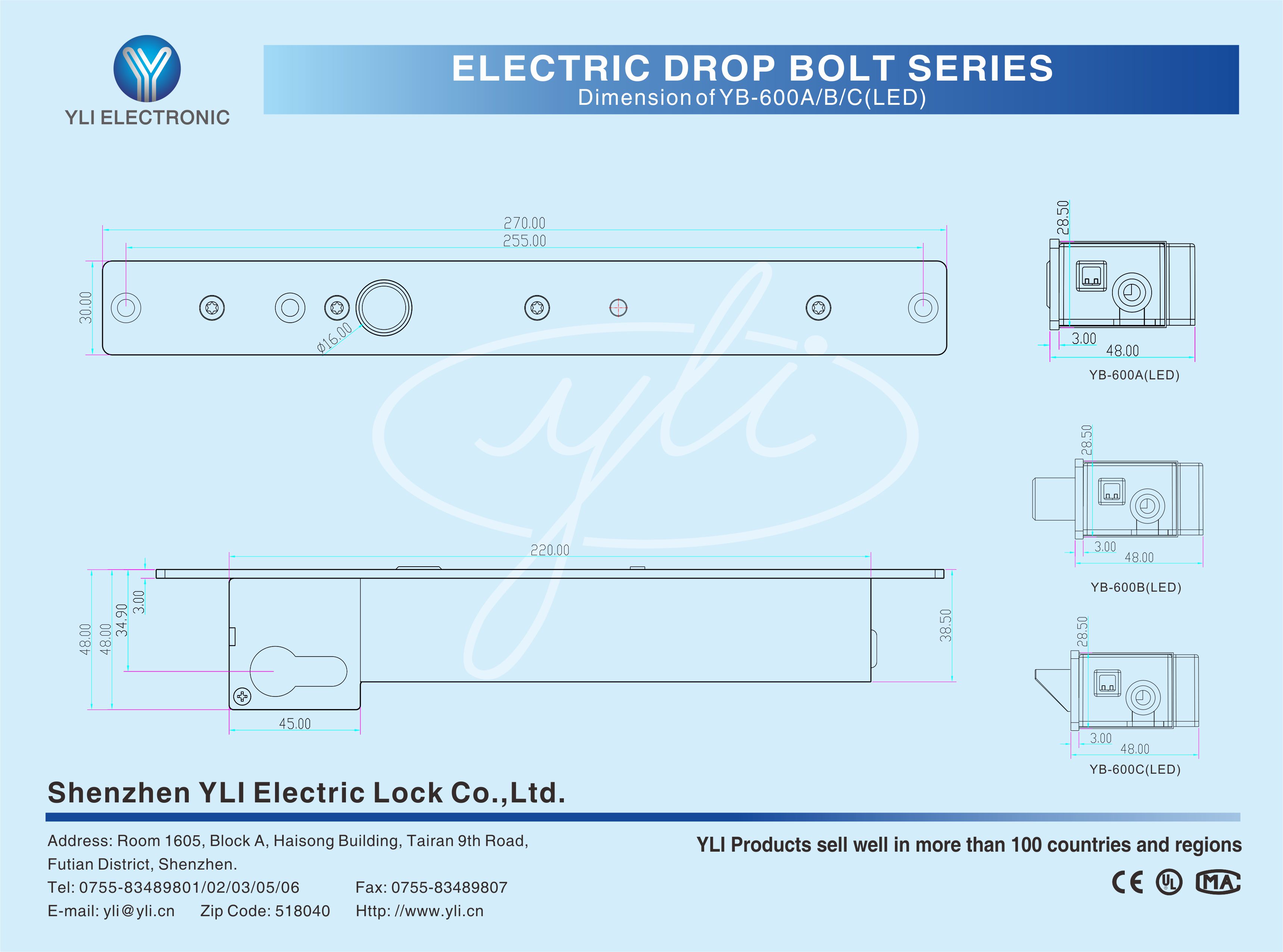 Yli Electronic YB-600B(LED) Габаритные размеры