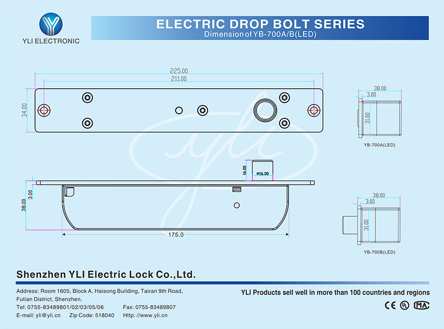 Yli Electronic YB-700B(LED) Габаритные размеры