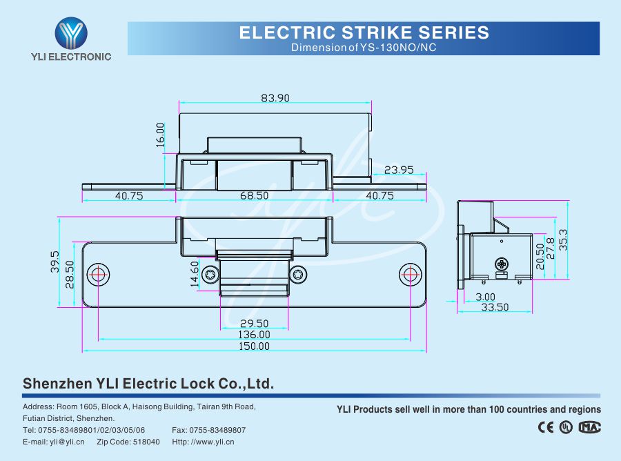 Yli Electronic YS-130NO-S Габаритные размеры