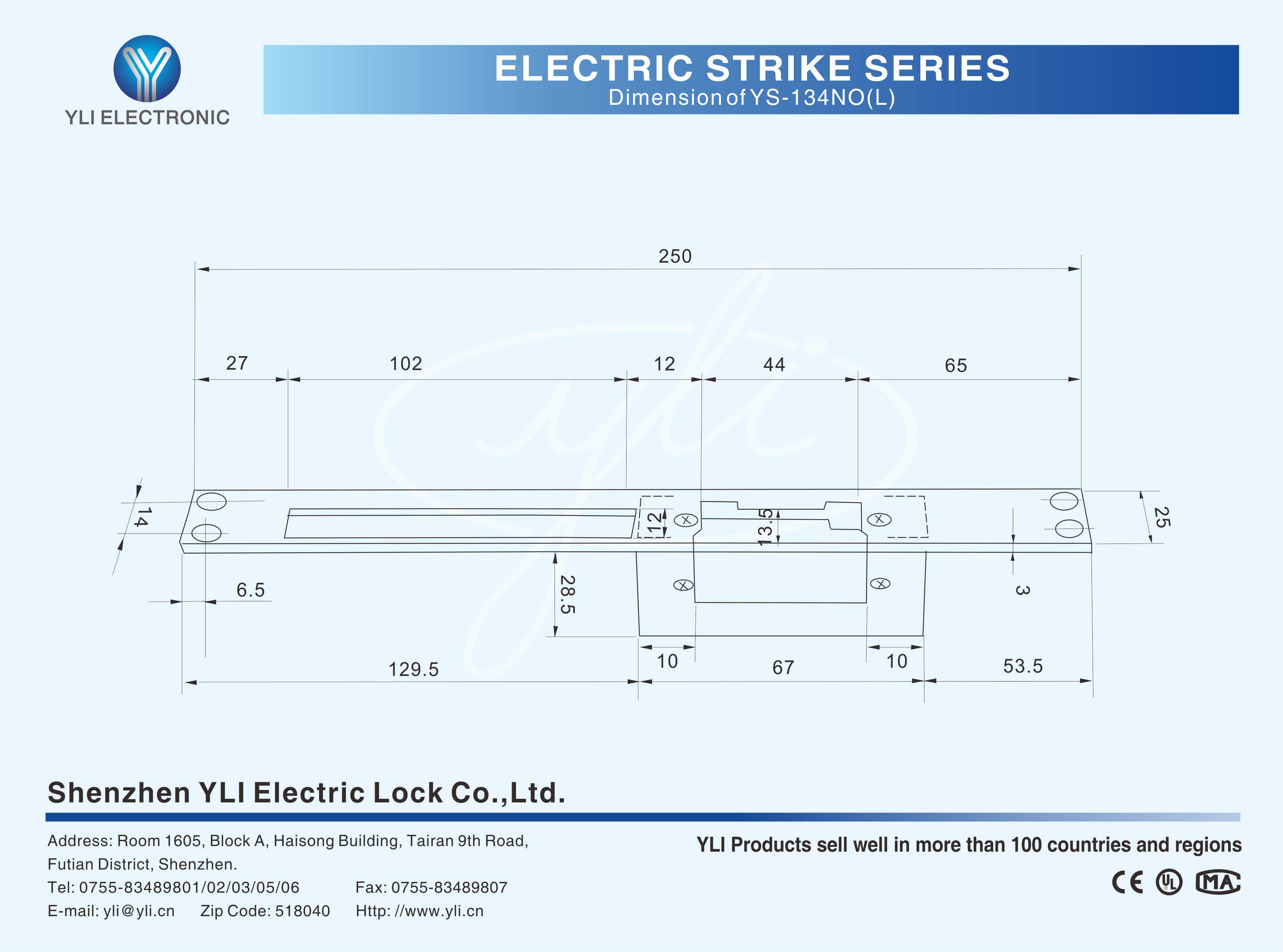 Yli Electronic YS-134NOL Габаритні розміри