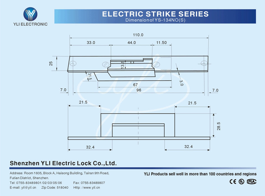 Yli Electronic YS-134NOS (power open) Габаритные размеры