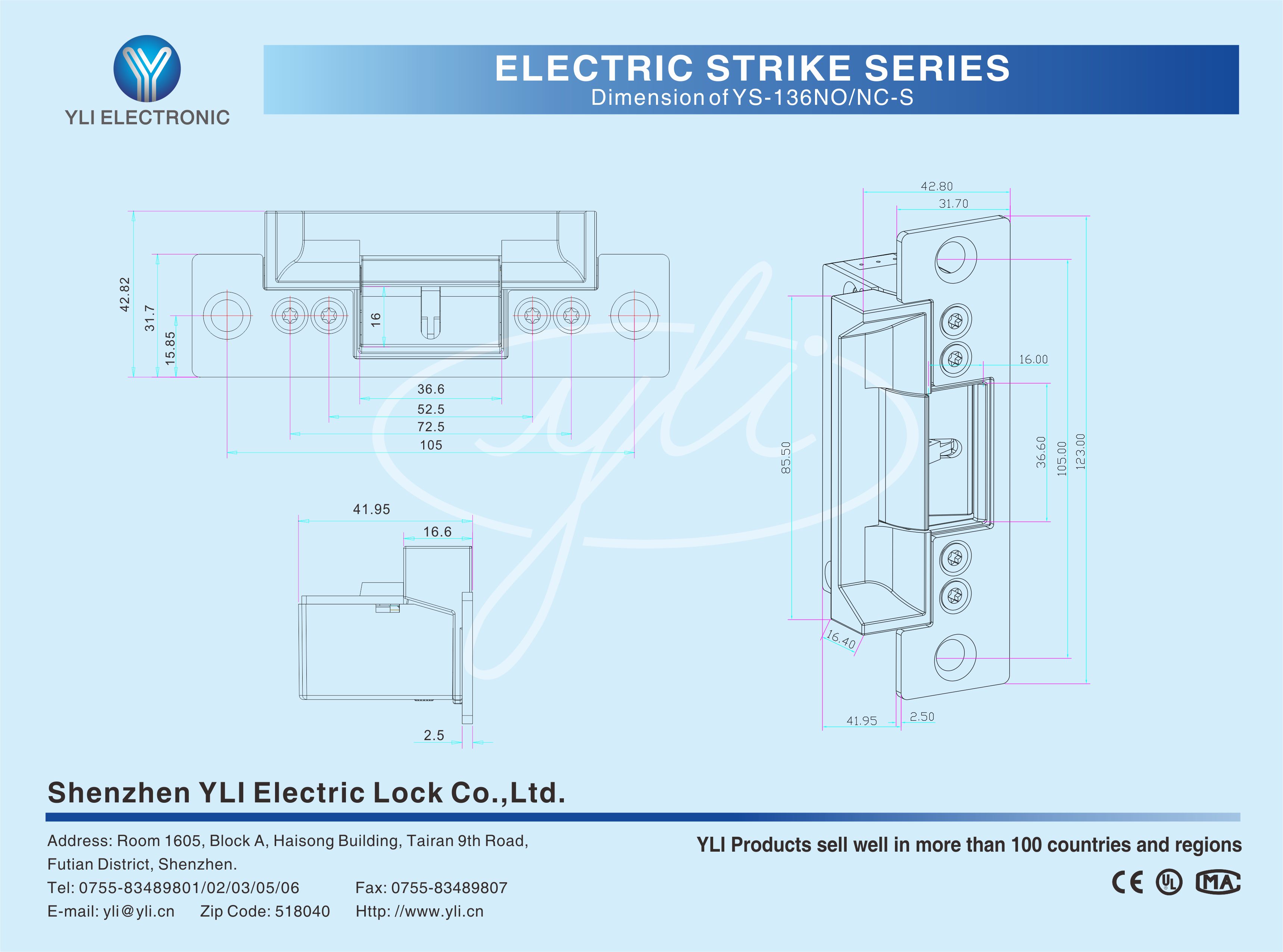 Yli Electronic YS-136NO-S Габаритные размеры