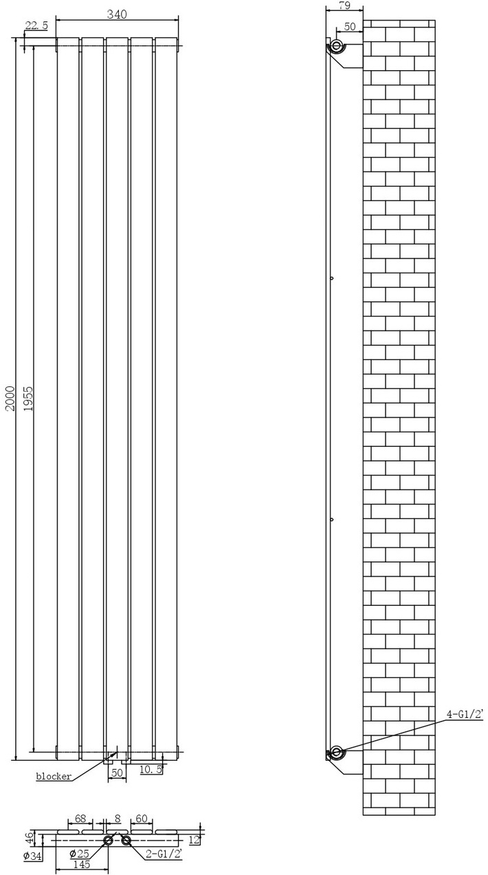 ArttiDesign Livorno 5/2000/340/50 білий матовий (LV.5.200.34.5.W) Габаритні розміри