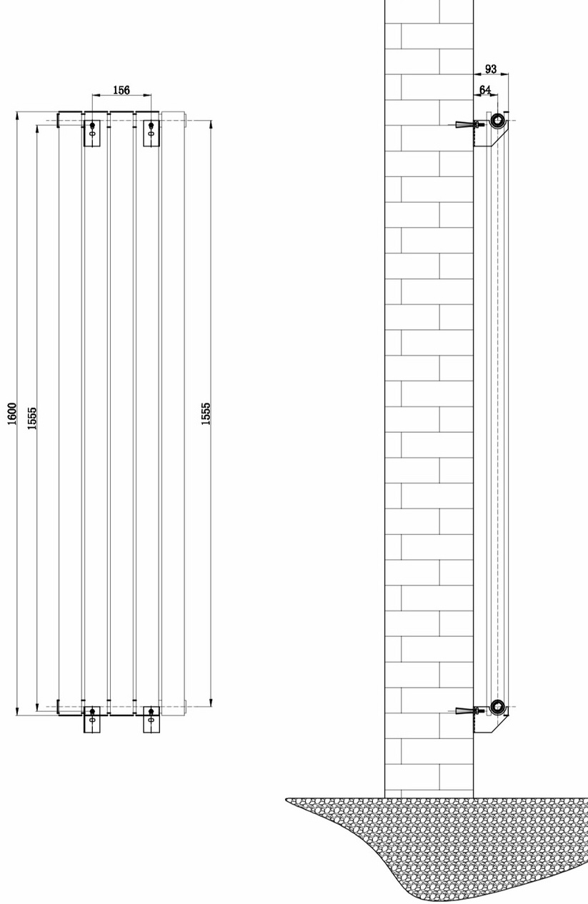ArttiDesign Livorno II 5/1600/340 серый матовый (LV II.5.160.34.G) Габаритные размеры