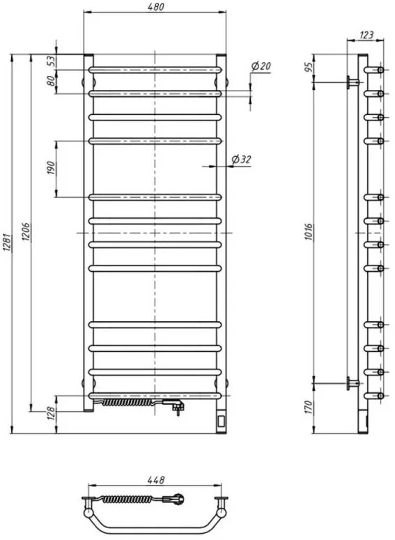 Santan Драбина Блюз 480x1200 біла, лівостороння Габаритні розміри