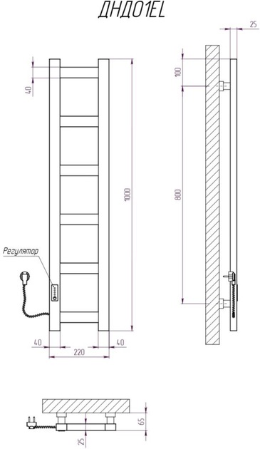 Kosser Норд 1000x220/6 EL (ДНД01EL) Габаритные размеры