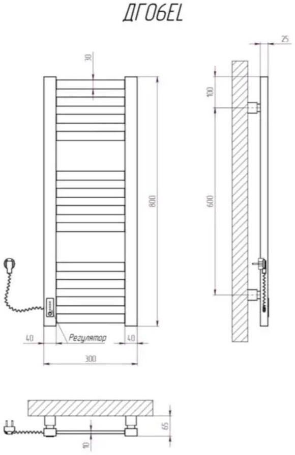 Kosser Герда 800x300 EL (ДГ06EL) Габаритные размеры