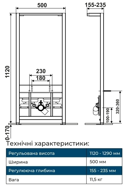Armaform Victoria (1680-000-00C) Габаритные размеры
