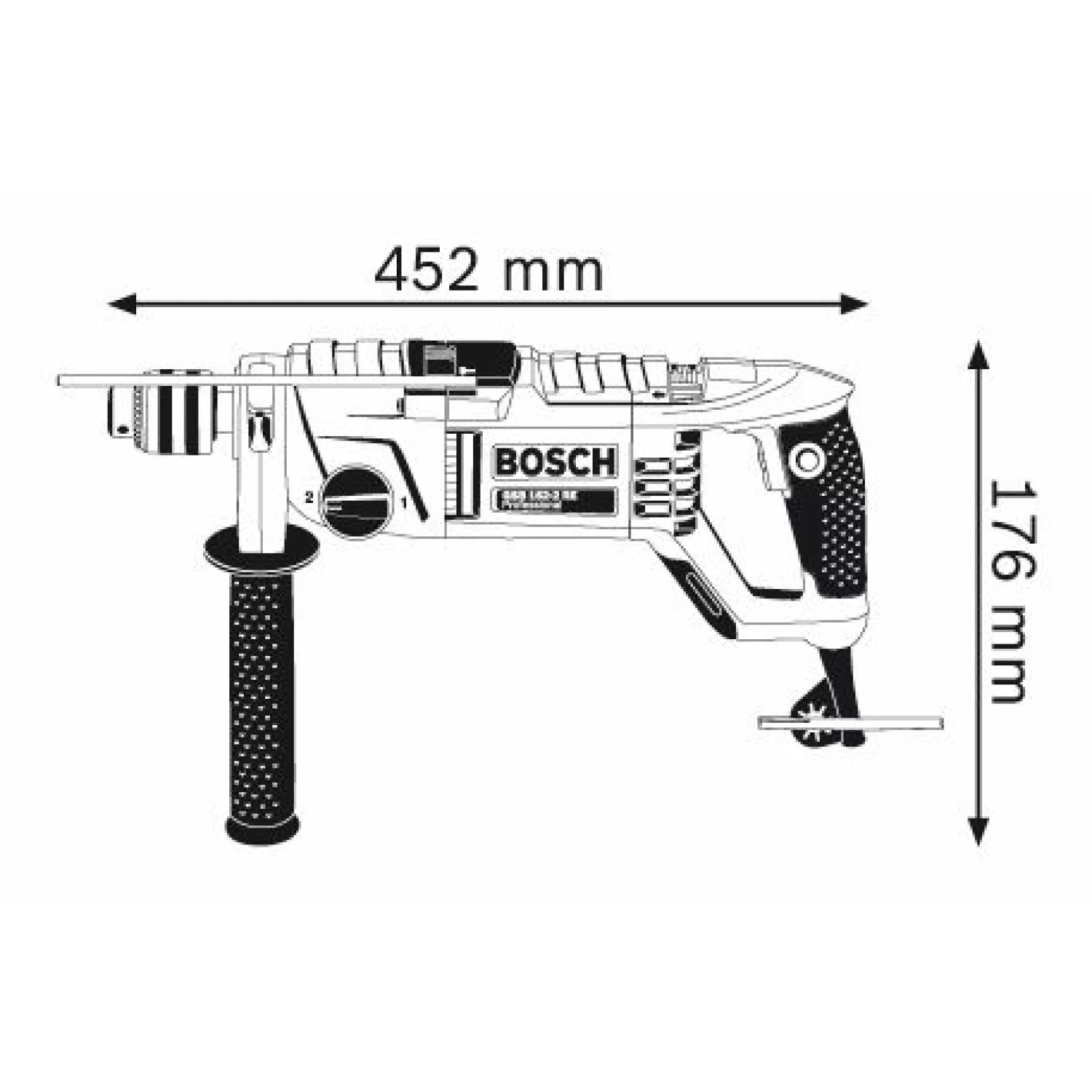 Bosch GSB 162-2 RE (060118B000) Габаритні розміри