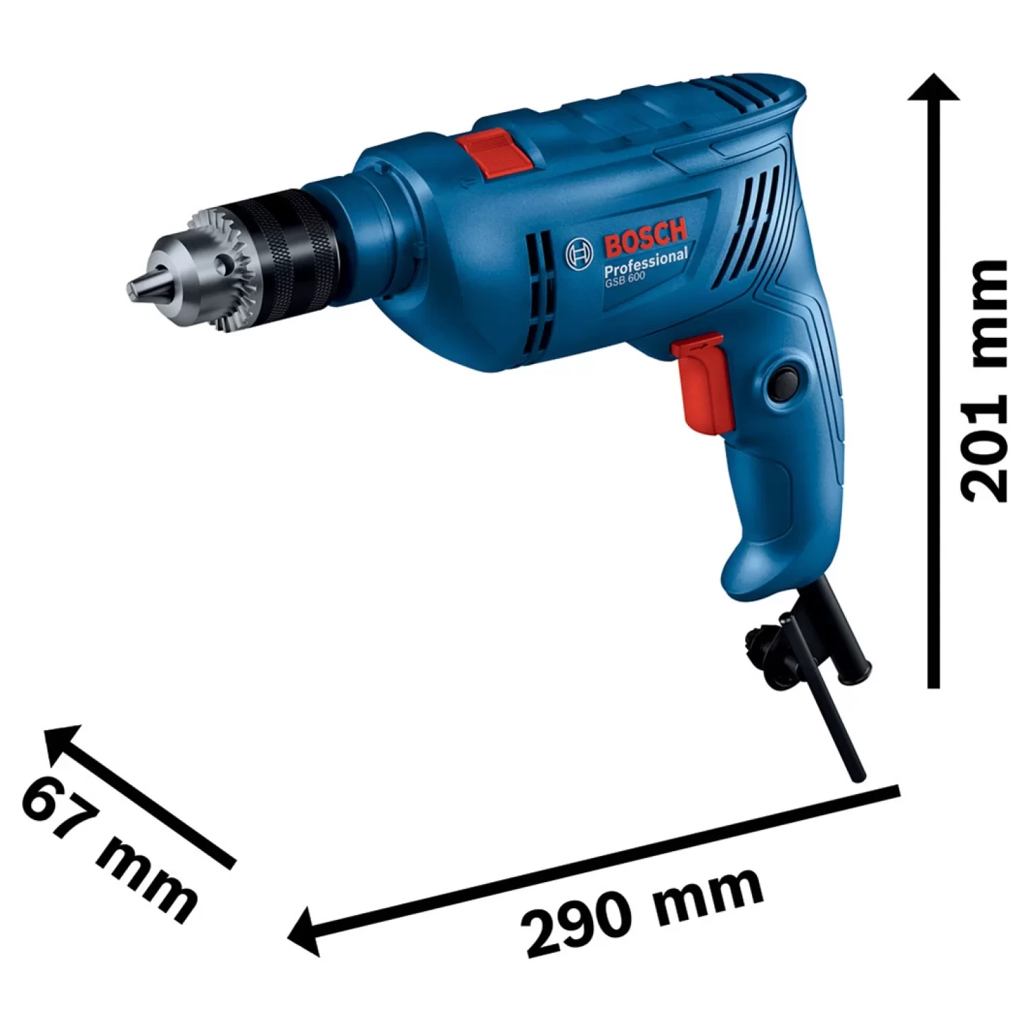 Bosch Professional GSB 600 (06011A0320) Габаритные размеры