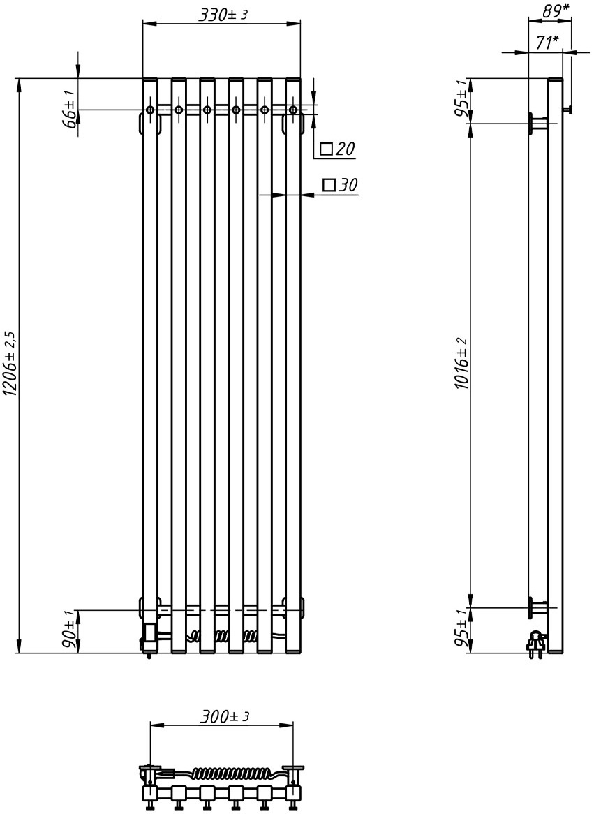 Navin Levante 330x1200 Sensor (12-857053-3312) Габаритные размеры