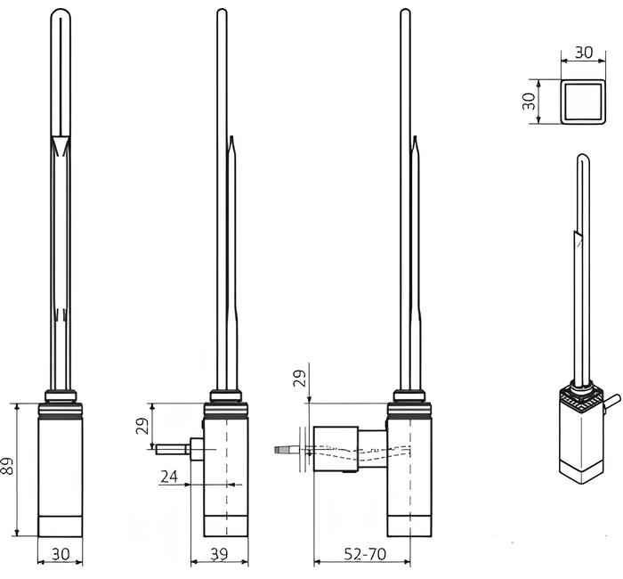 Terma One K30x30, 400W White (WEOKX04TS96M) Габаритні розміри