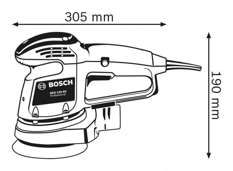 Bosch GEX 34-125 (0601372300) Габаритные размеры