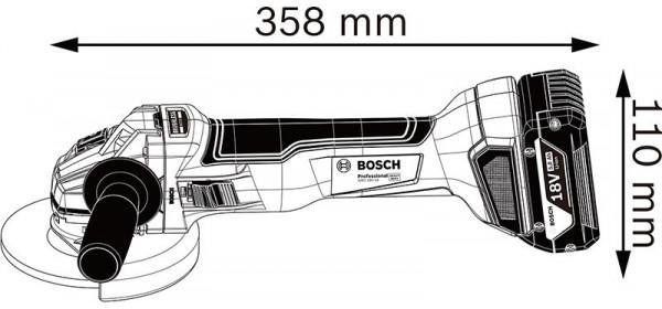Bosch GWS 18V-10 (06019J4002) Габаритні розміри