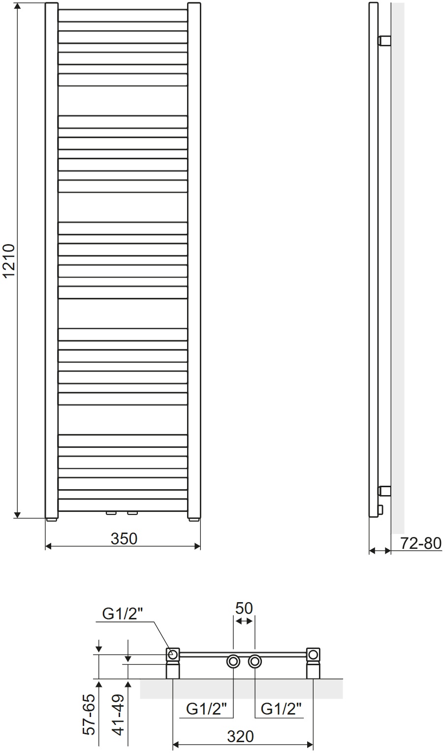 Excellent Horos 121x35 см, чорна (GREX.HO121.35.BL) Габаритні розміри