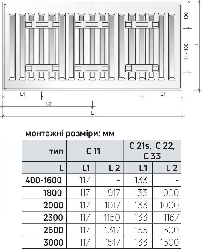 Purmo Compact 21S 450x1000 боковое подключение (F062104510010300) Габаритные размеры