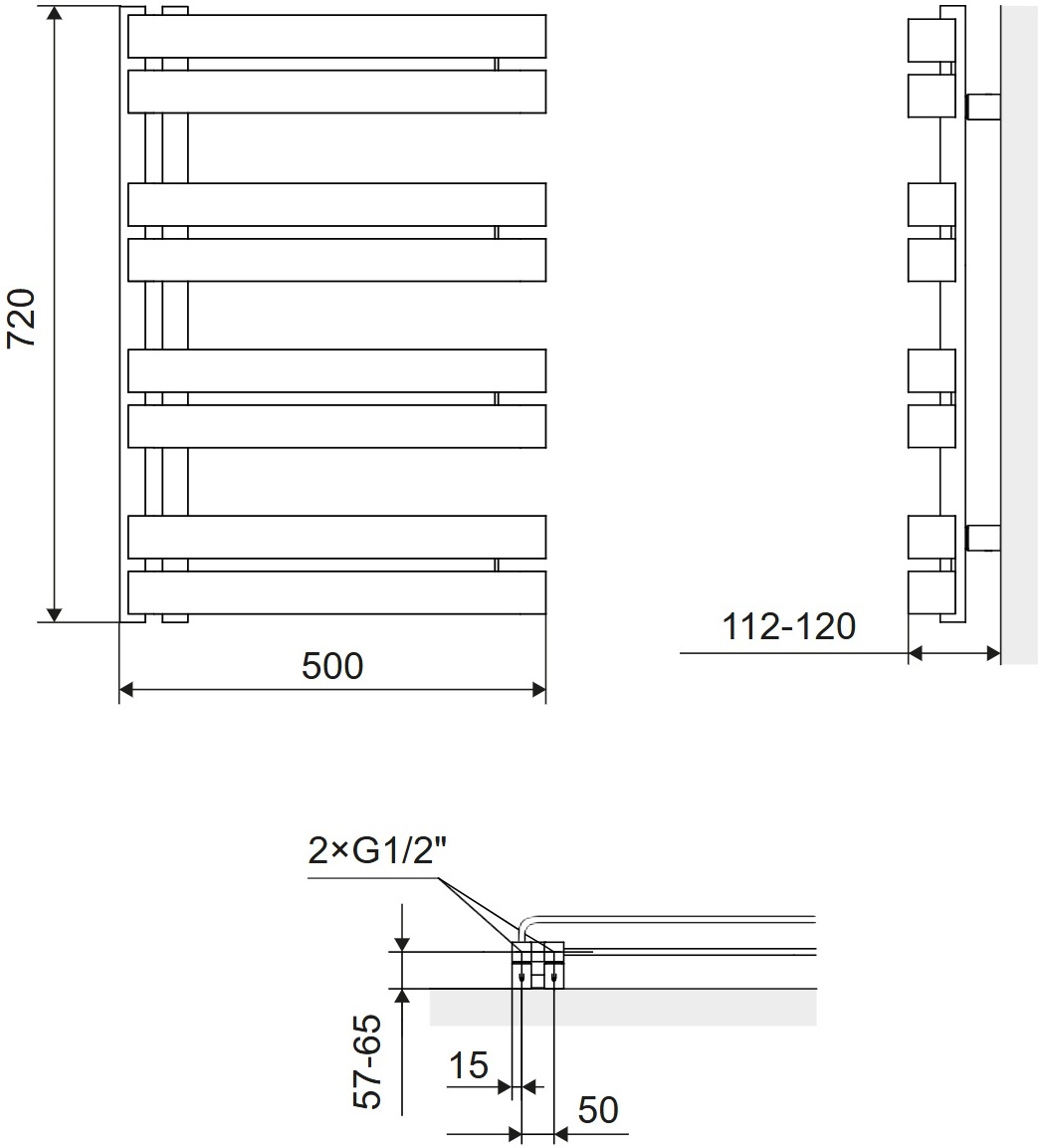 Excellent Meteor Side 72x50 см, чорна (GREX.MES72.BL) Габаритні розміри