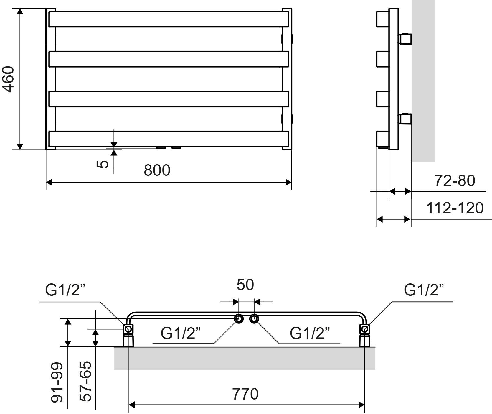 Excellent Meteor 46x80 см, белый (GREX.MEW46.WH) Габаритные размеры