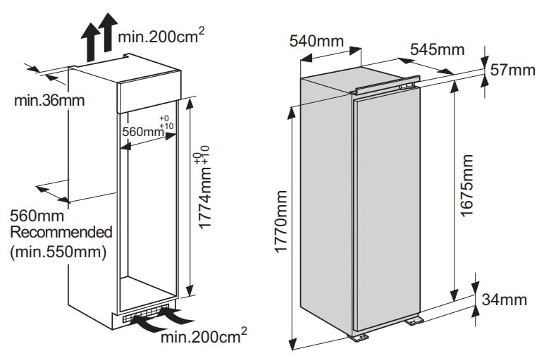 Whirlpool WHSD18F013D1 Габаритні розміри