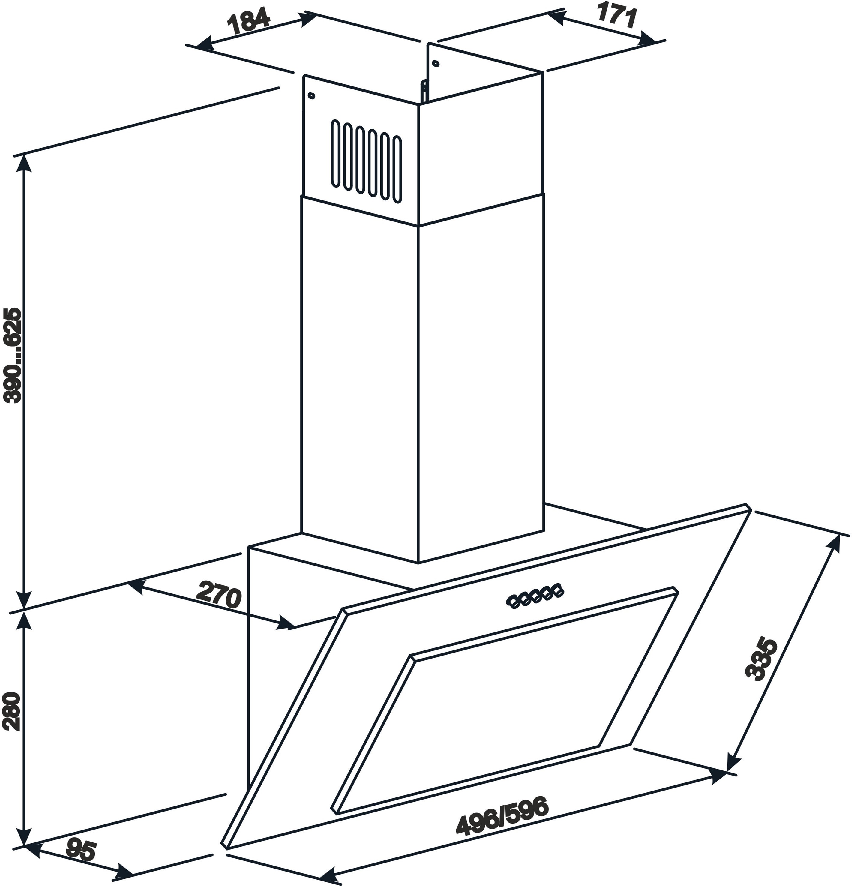 Eleyus Vertical 470 50 BL Габаритные размеры