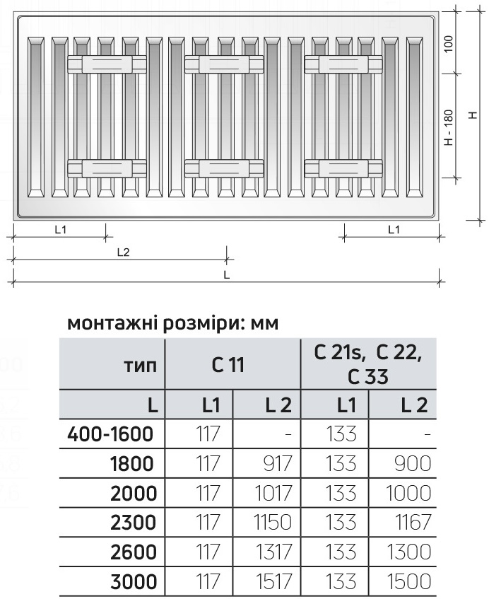 Purmo Compact C 33 тип 400x400 боковое подключение (F063304004010300) Габаритные размеры