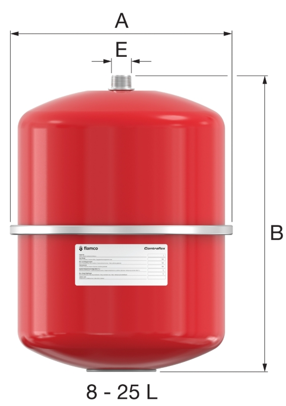 Flamco Contra-Flex 12/1,5, 12 л (26133) Габаритные размеры