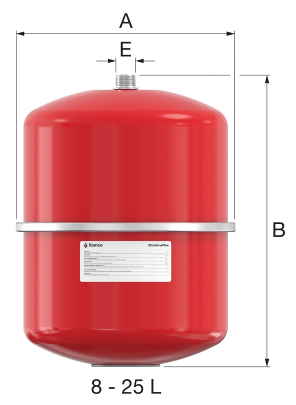 Flamco Contra-Flex 18/1,5, 18 л (26173) Габаритные размеры