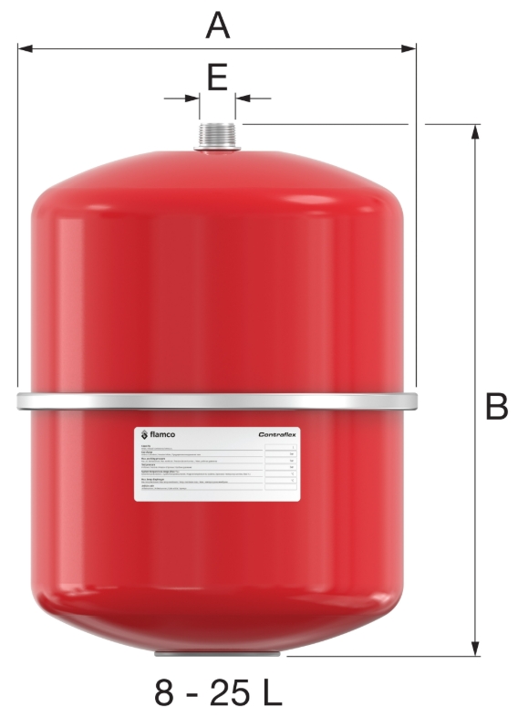 Flamco Contra-Flex 25/1,5, 25 л (26243) Габаритные размеры