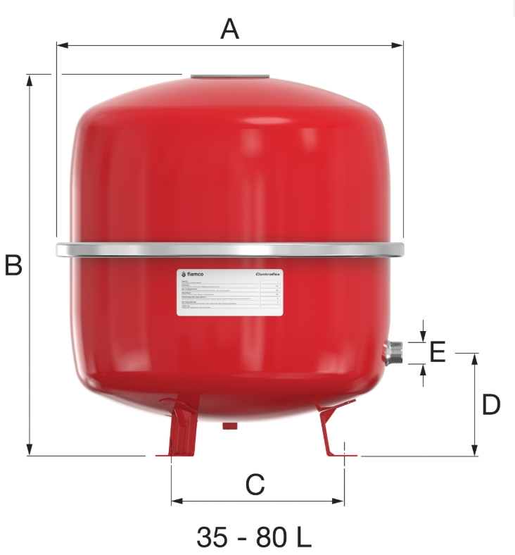 Flamco Contra-Flex 50/1,5, 50 л (26493) Габаритные размеры
