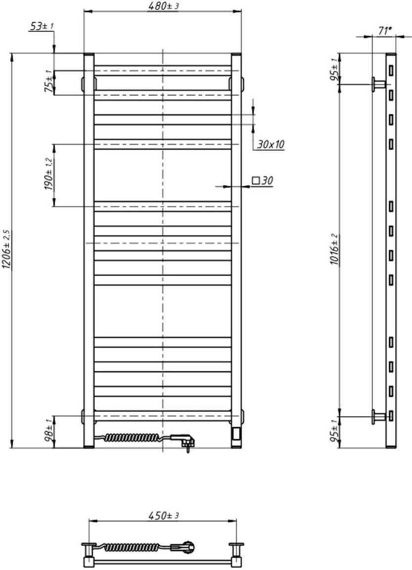 Navin Авангард 480x1200 Sensor с Wi-Fi (12-028155-4812) Габаритные размеры