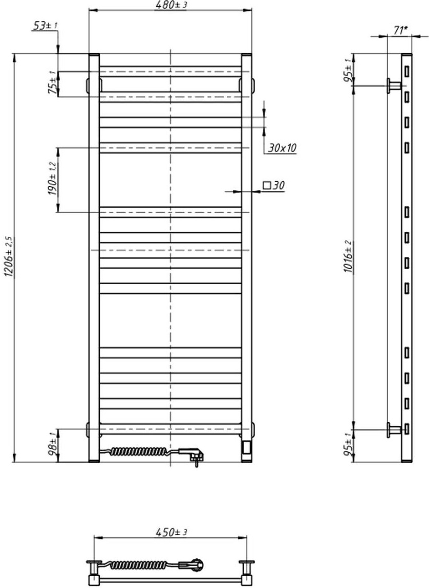 Navin Авангард 480x1200 Sensor с Wi-Fi (12-228155-4812) Габаритные размеры