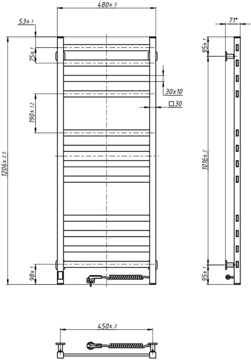 Navin Авангард 480x1200 Sensor с Wi-Fi (12-228055-4812) Габаритные размеры