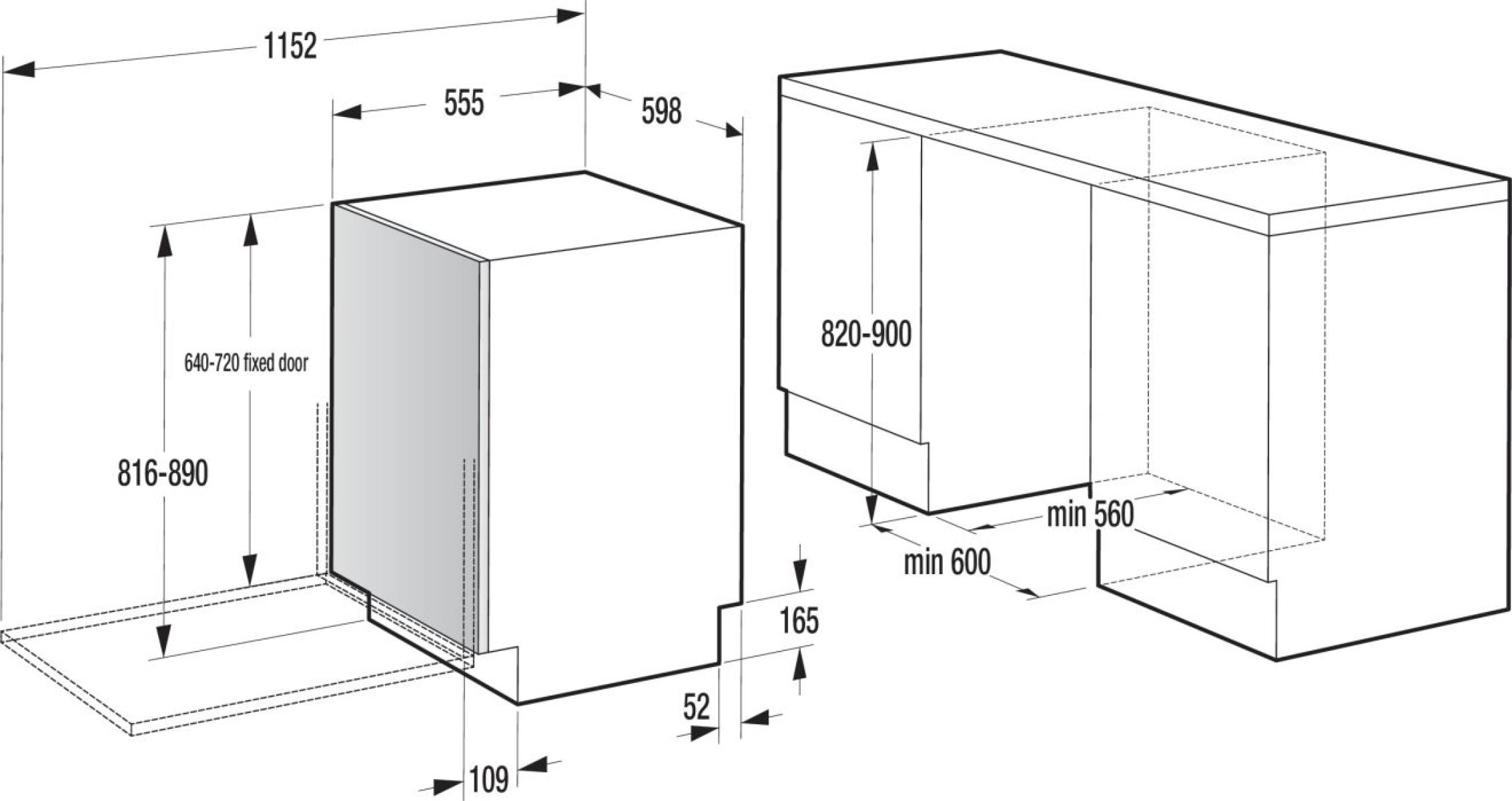 Gorenje GV16E1 Габаритные размеры