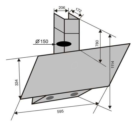 Ventolux Mirror 60 MBG (1000) TC MS Габаритные размеры