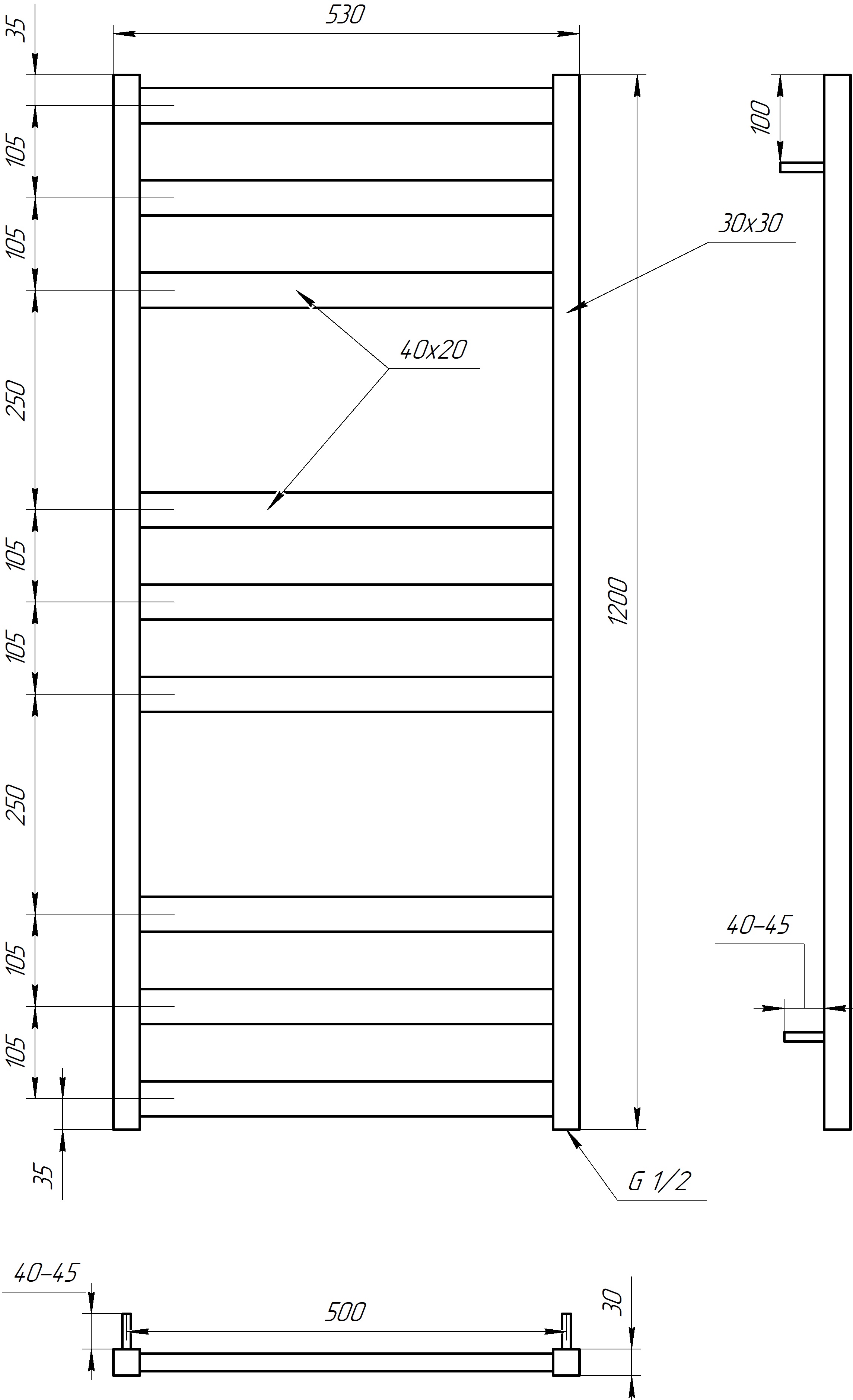Genesis Aqua Tristar Flat Dry (GA-5006-1) Габаритні розміри
