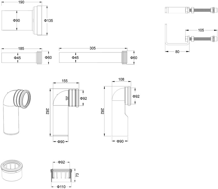Mixxus Premium ELLIPSE-SET-2101 (MP6667) Габаритные размеры