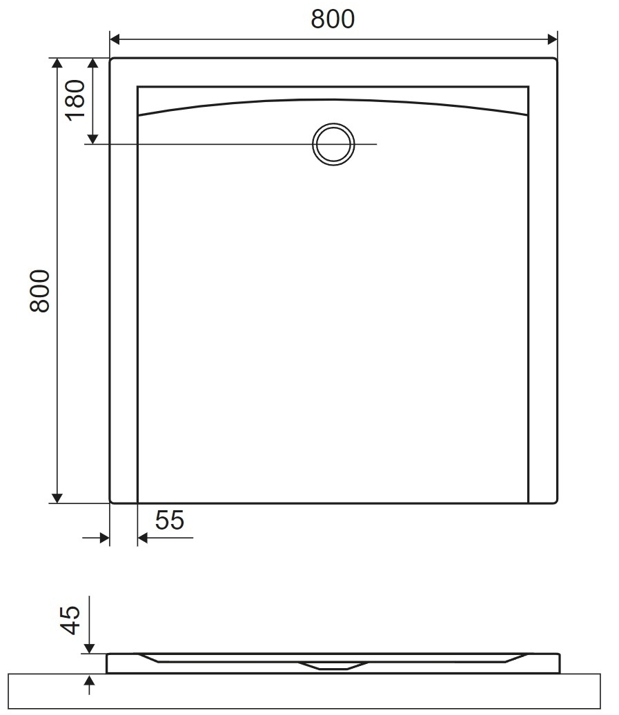 Excellent Forma X 800x800 мм белый (BREX.1402.080.080.WHN) Габаритные размеры