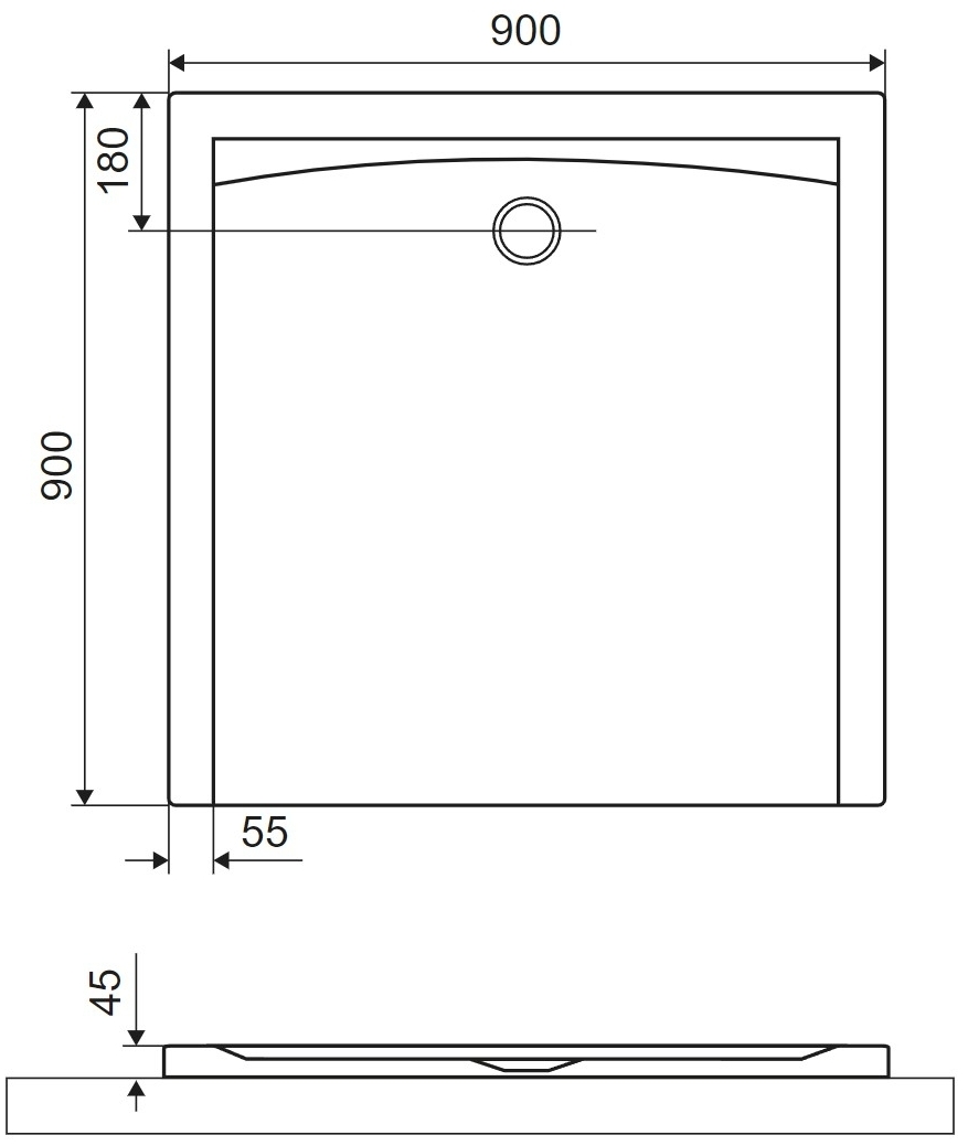 Excellent Forma X 900x900 мм черный (BREX.1402.090.090.BLN) Габаритные размеры