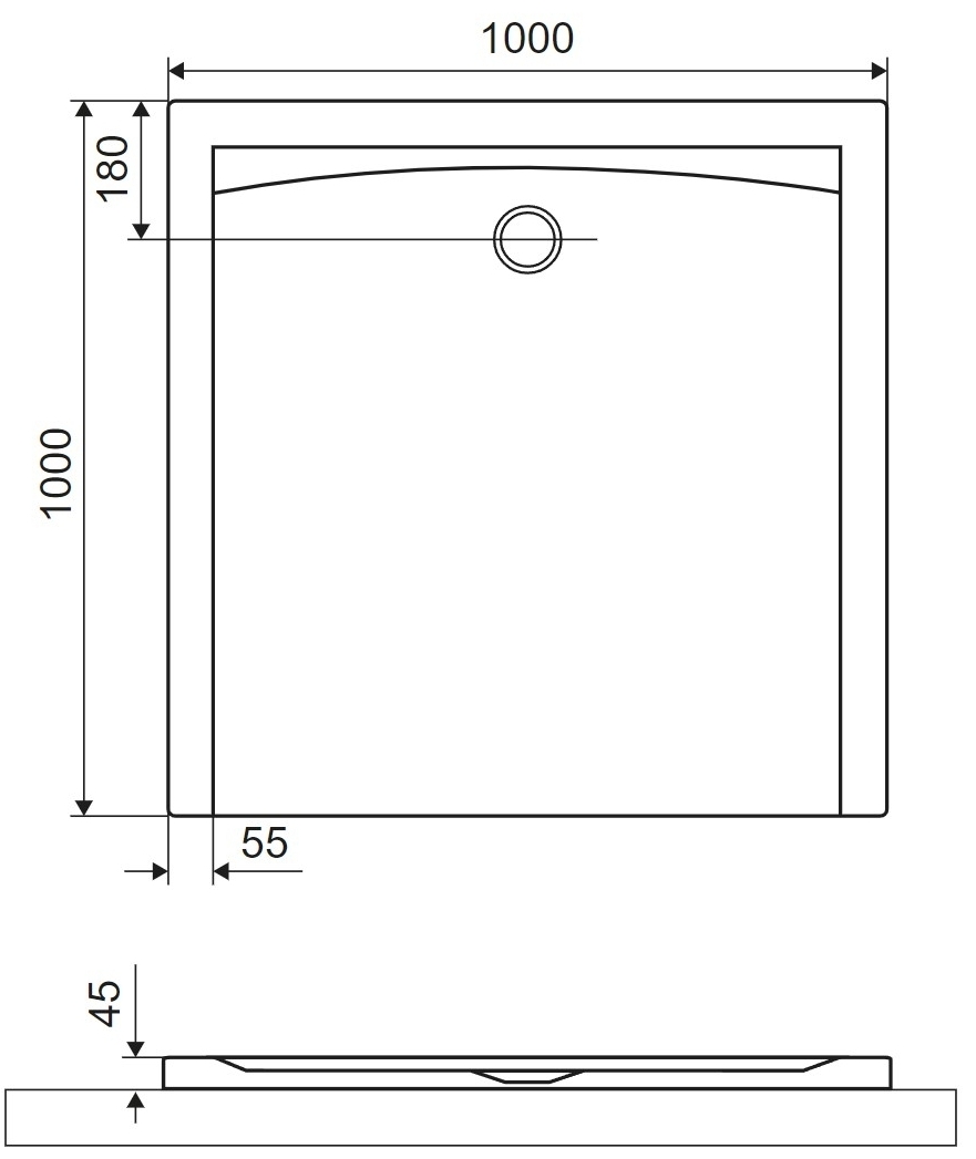 Excellent Forma X 1000x1000 мм белый (BREX.1402.100.100.WHN) Габаритные размеры