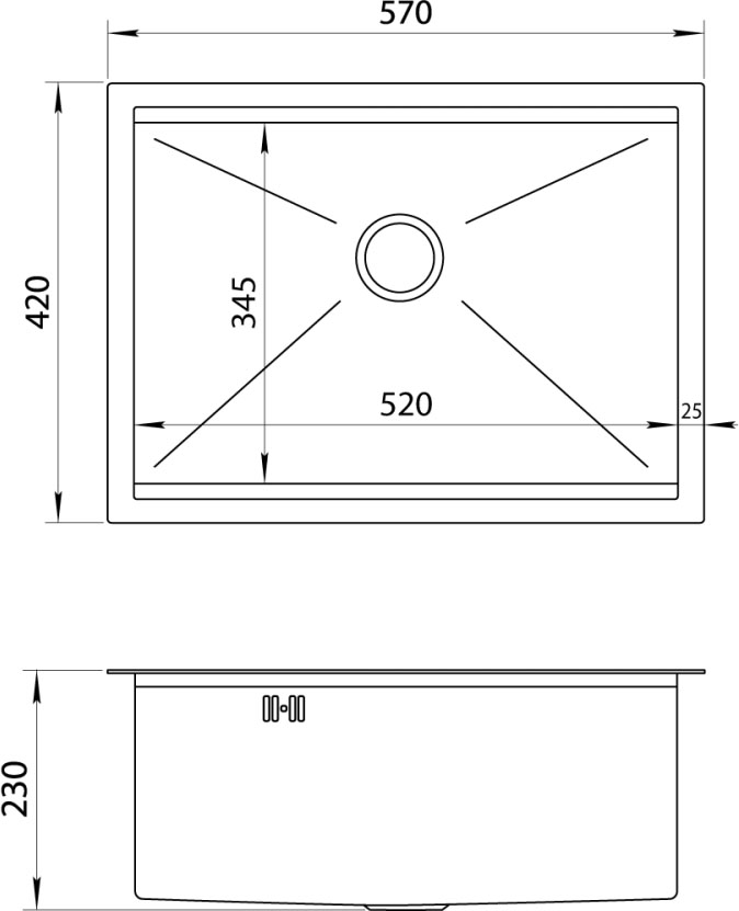 Nett NB-5742 со смесителем Габаритные размеры